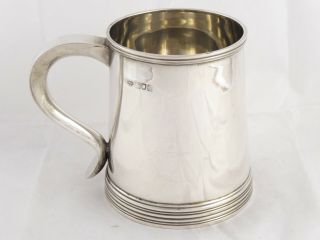 Antique Edwardian Solid Sterlnig Silver 1 Pint Tankard Mug Goldsmiths 1903 375 G