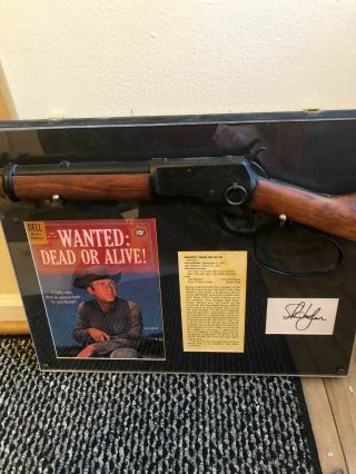 VINTAGE WANTED DEAD OR ALIVE DISPLAY WITH / DENIX RIFLE - STEVE McQUEEN 2