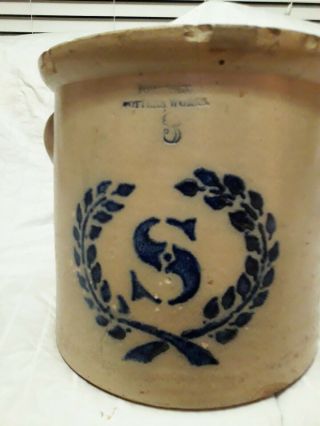 Somerset Mass Salt Glazed 3 Stoneware Crock Cobalt Ca 1850