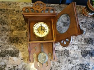 Adler Gong Clock Antique German Mohogny 1930s With Key Rare 12