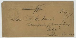 Mr Fancy Cancel Stampless Cover Saut De Ste Marie Mich Cds To Quebec Paid 10 /20
