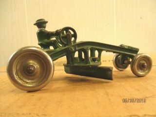 " Kenton Toys " Vintage Road Grader Cast Iron & Nickel Steel Wheels 5 1/2 " L