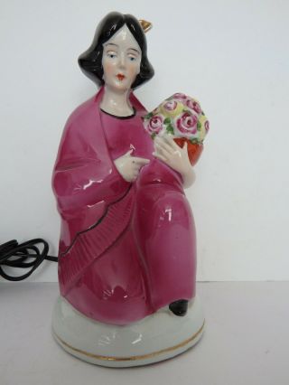 German Art Deco Lady Girl Figurine Porcelain Perfume Lamp,  Half Doll rel. 2