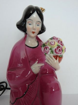 German Art Deco Lady Girl Figurine Porcelain Perfume Lamp,  Half Doll rel. 3