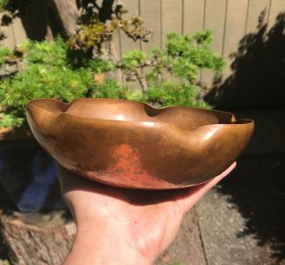 Antique Albert Berry Seattle Hammered Copper Lobed Floriform Bowl Arts & Crafts