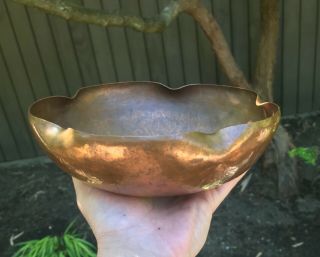 Antique ALBERT BERRY Seattle Hammered Copper Lobed Floriform Bowl Arts & Crafts 2