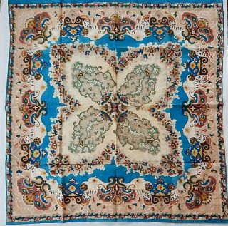 Antique 19th Century Textile Patterned Cotton Fabric Kerchief Scarf Square 29 - 30