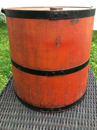 Antique Primitive KEROSENE OIL Painted Bucket Firkin IMPERVIOUS Oil Can KEENE,  NH 5