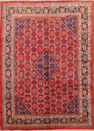 Geometric Mahal Sarouk Persian Oriental Hand - Knotted 7x10 Wool Area Rug