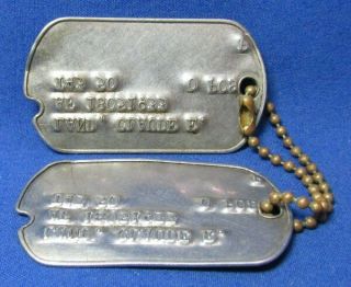 WWII - Korean War USAF Air Force Dog Tags Set T43 50 With Brass Bead Chain 2