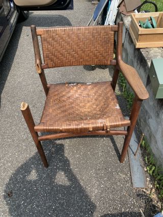 Hans Wagner Teak Chair Arm Mid Century Modern Danish Parts Woven Seat