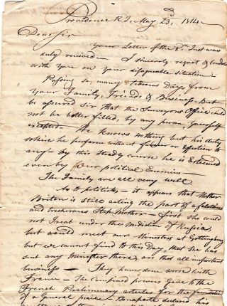 1814,  Gabriel Allen,  Letter To Gen.  Barton,  Prisoner,  Re: Great Britain At War