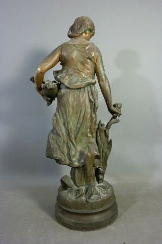 Ca.  1910 Antique ART NOUVEAU Era LADY GODDESS & FLOWER Sculpture PARLOR STATUE 5