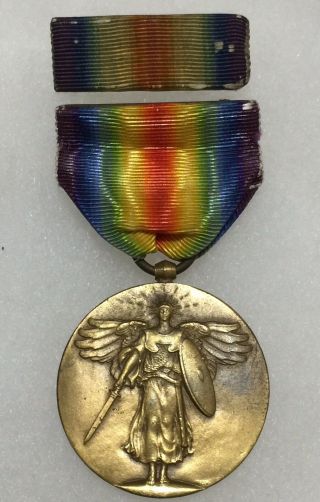 Full - Size Wrap Brooch Ww1 U.  S.  Victory Medal