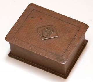 Antique Albert Berry Seattle Hammered Copper Cigar Box Arts & Crafts