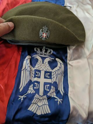 Serbian Army Beret From 1998 Size 61 With Serb Emblem And Serbia Flag