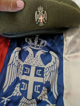 SERBIAN ARMY BERET from 1998 size 61 with Serb emblem and Serbia flag 2