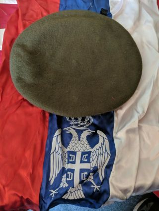 SERBIAN ARMY BERET from 1998 size 61 with Serb emblem and Serbia flag 4