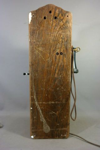 Antique COUNTRY STORE Wood DEAN ELECTRIC CO Old OAK Case CRANK & BELL Wall PHONE 8