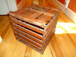 Antique Humpty Dumpty Style Wooden Egg Crate Carrier W/ Cardboard Inserts