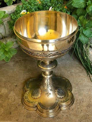 Antique 20th French Solid Silver Gilt Chalice