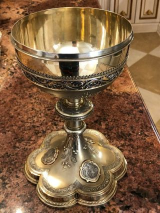 Antique 20th French Solid Silver Gilt Chalice 5