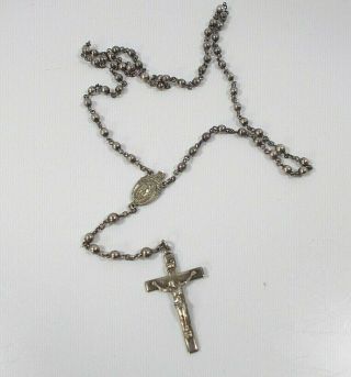 Antique WWI Sterling Silver Creed Rosary Beads Catholic,  24grams.  18 