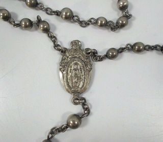 Antique WWI Sterling Silver Creed Rosary Beads Catholic,  24grams.  18 