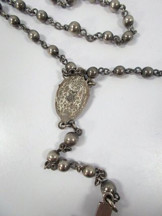 Antique WWI Sterling Silver Creed Rosary Beads Catholic,  24grams.  18 