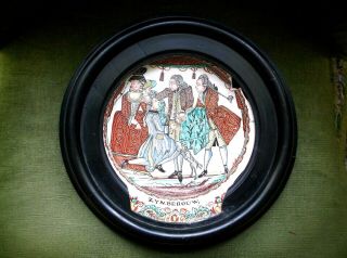 Rare Antique 18th Century Dutch Creamware Framed Plate,  Zyn.  Berouw Prodigal Son