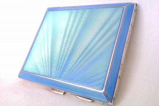 Solid Silver Enamel Guilloche Powder Compact Case Mapping & Webb 1936