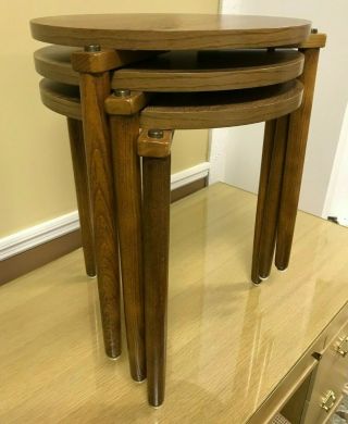 MID CENTURY MODERN ALVAR AALTO STYLE STACKING NESTING SIDE END TABLE SET ATOMIC 7