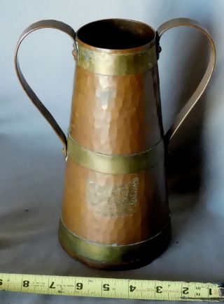 Antique Arts Crafts Mission Hector Aguilar Brass Copper Tankard Mug Hammered