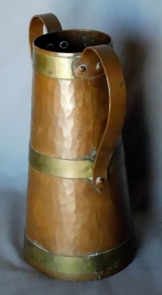 Antique Arts Crafts Mission Hector Aguilar brass copper tankard mug hammered 2
