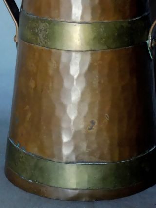 Antique Arts Crafts Mission Hector Aguilar brass copper tankard mug hammered 4