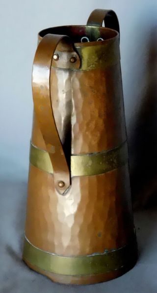Antique Arts Crafts Mission Hector Aguilar brass copper tankard mug hammered 5
