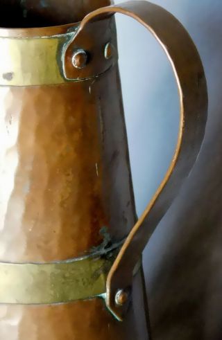 Antique Arts Crafts Mission Hector Aguilar brass copper tankard mug hammered 6