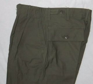 Vtg 1950 Drab Olive Green Field Cap Hat & Sz Med Men ' s Pants Military Trousers 2