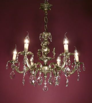 Small Crystal Silver Nickel Chandelier Glass Ceiling Lamp 6 Light Lustre