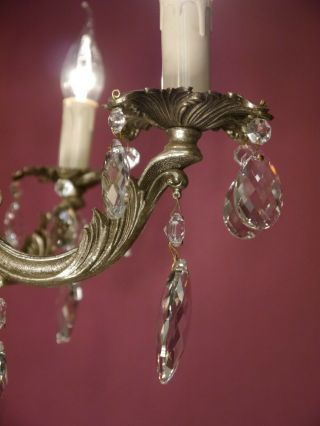 SMALL CRYSTAL SILVER NICKEL CHANDELIER GLASS CEILING LAMP 6 LIGHT LUSTRE 8