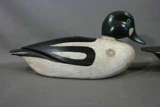 Pair (2) Vintage ENGLAND Old GOLDENEYE Drake & Hen WOOD Carved DUCK DECOY 8