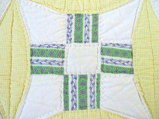 Vintage Feed Sack Hand Pieced & Quilted CURVED NINE PATCH Quilt; 77 