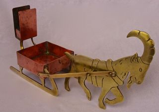 Wmf Art Nouveau Desk Sculpture: Ibex Pulling A Sleigh