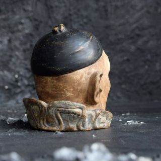 Hand sculpted pottery clown tobacco jar 3