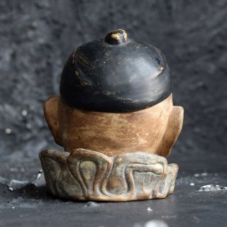 Hand sculpted pottery clown tobacco jar 5