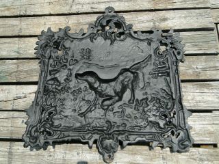 Large Vintage Cast Iron Dog Plaque wall Hanging Relief Hound Hunting Lodge Decor 10