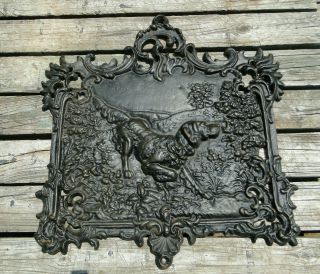 Large Vintage Cast Iron Dog Plaque Wall Hanging Relief Hound Hunting Lodge Decor