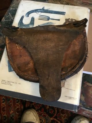 Rev War 18th Century Attic Found Beaver Tail Hunting Leather Pouch 1700’s