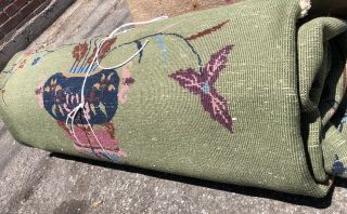 Auth: Antique Art Deco Chinese Rug 1930 ' s Green Wool Beauty 9x12 NR 12