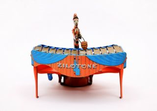Vintage Wolverine Zilotone No.  48 Wind - up Xylophone Record Player Tin Litho Toy 3